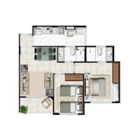 2 Dorms. (1 Suíte) 
