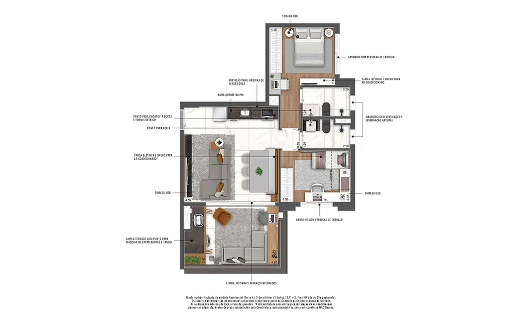 2 Dorms. (1 Suíte)